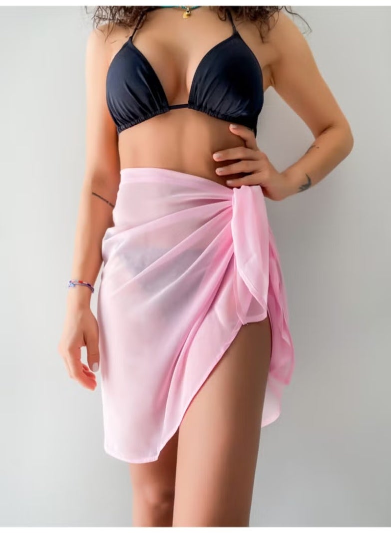 Pistore Women's Powder Pink Short Chiffon Pareo - Image 2
